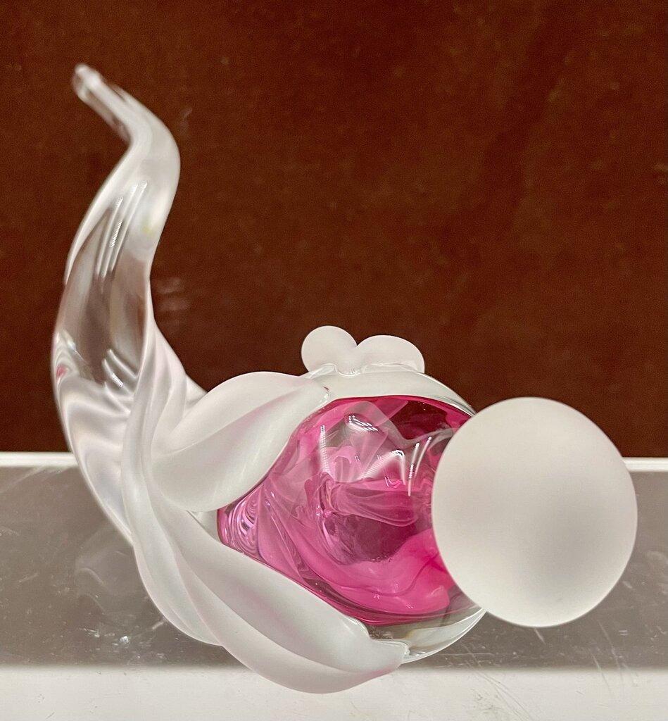 William Glasner Red Etched Leaf Blown Glass Perfume Bottle & Stopper