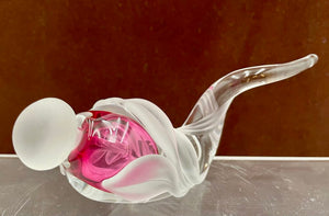 William Glasner Red Etched Leaf Blown Glass Perfume Bottle & Stopper