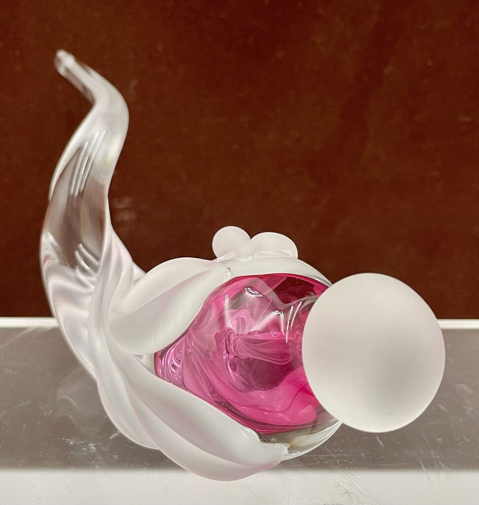 William Glasner Red Etched Leaf Blown Glass Perfume Bottle & Stopper