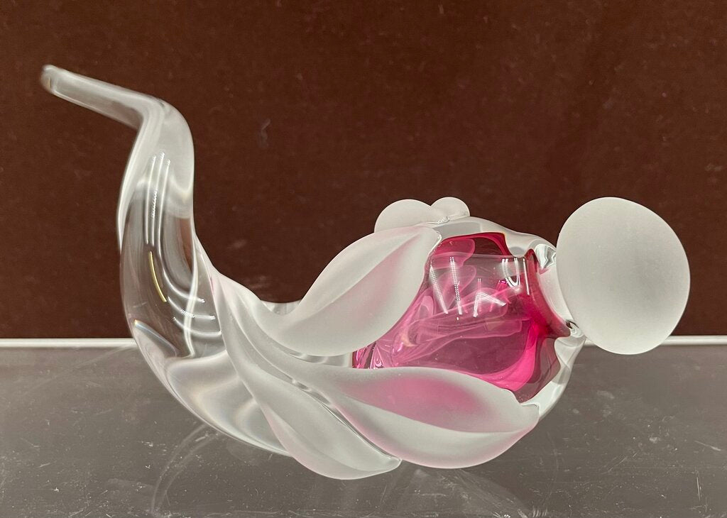 William Glasner Red Etched Leaf Blown Glass Perfume Bottle & Stopper