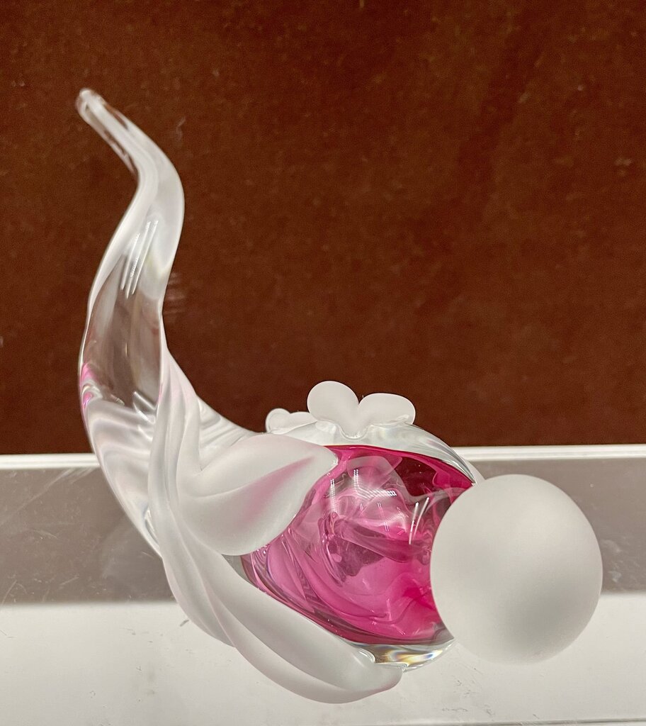 William Glasner Red Etched Leaf Blown Glass Perfume Bottle & Stopper