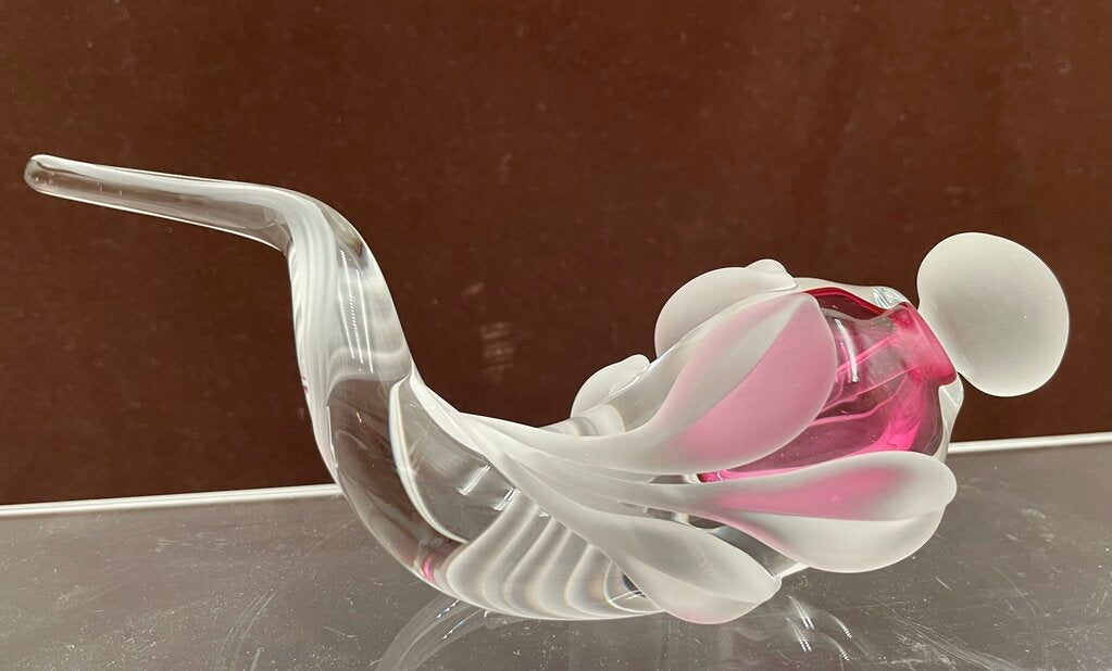 William Glasner Red Etched Leaf Blown Glass Perfume Bottle & Stopper