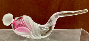 William Glasner Red Etched Leaf Blown Glass Perfume Bottle & Stopper