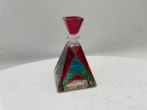 Italian Murano Painted Pyramid Style Lidded Perfume Bottle (2 Pcs)