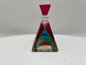 Italian Murano Painted Pyramid Style Lidded Perfume Bottle (2 Pcs)