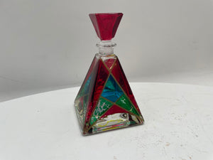 Italian Murano Painted Pyramid Style Lidded Perfume Bottle (2 Pcs)