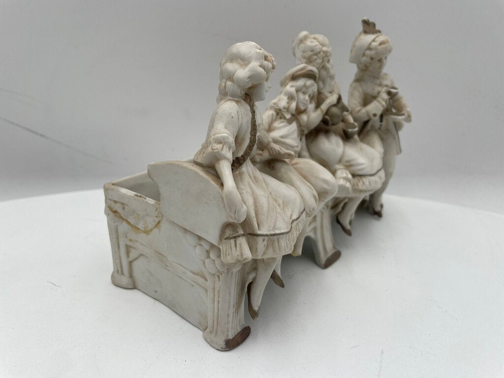Antique Hertwig & Co. Hand Painted Bisque Porcelain Figurine 4 Friends (Minor Chips)