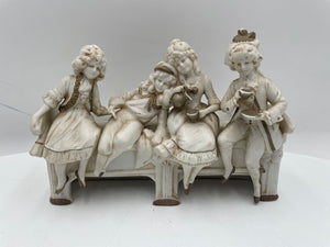 Antique Hertwig & Co. Hand Painted Bisque Porcelain Figurine 4 Friends (Minor Chips)