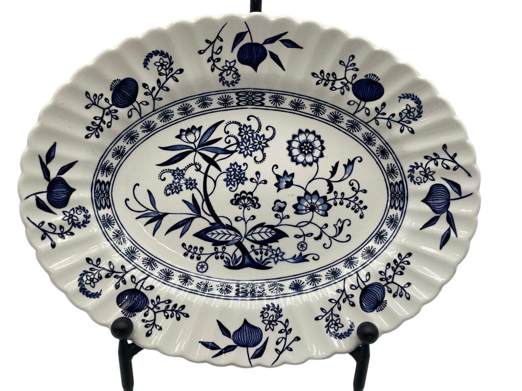 Vintage J&G Meakin England Blue Nordic Ironstone Oval Platter 12" by Miss Daisy's Consignment & Auction House