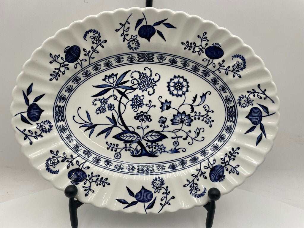 Vintage J&G Meakin England Blue Nordic Ironstone Oval Platter 12"