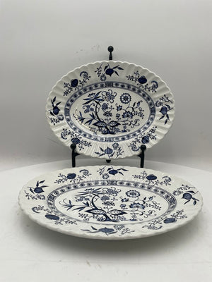 Vintage J&G Meakin England Blue Nordic Ironstone Oval Platter 12"