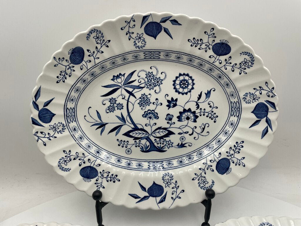 Vintage J&G Meakin England Blue Nordic Ironstone Oval Platter 13"