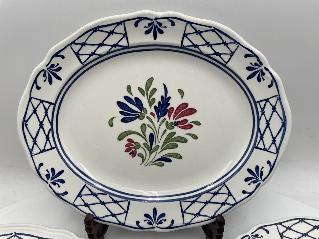 Vintage Johnson Brothers English Provincial Ironstone Scalloped Edge Oval Platter 12"