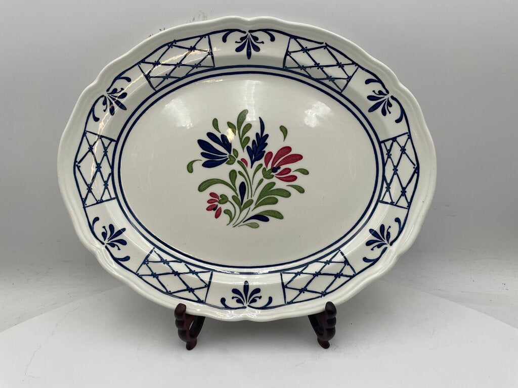 Vintage Johnson Brothers English Provincial Ironstone Scalloped Edge Oval Platter 14"