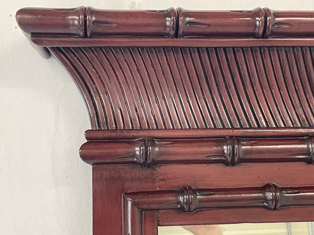 Ming Style Brown Faux Bamboo Design Wall Mirror