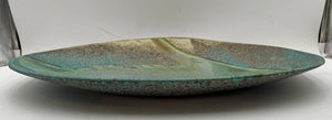 David Salk Large Decorative Ceramic Plate on Bronze Horseshoe Nail Stand Signed 97'