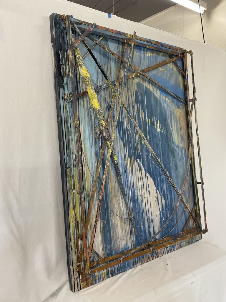 David Maxim Original Mixed Media Abstract Painting "Don Quixote #3" Series 1/82 & 2/82 Signed Back 1982