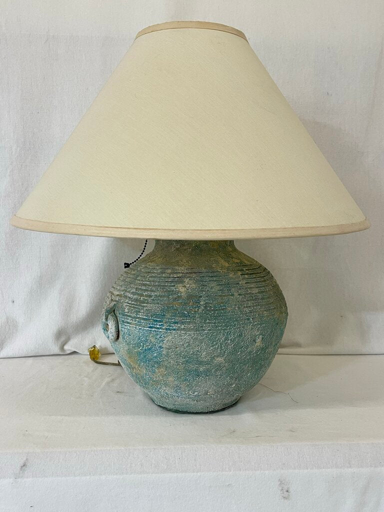 Blue Green Teal Ceramic Jar Style Table Lamp