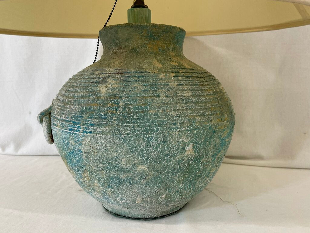 Blue Green Teal Ceramic Jar Style Table Lamp