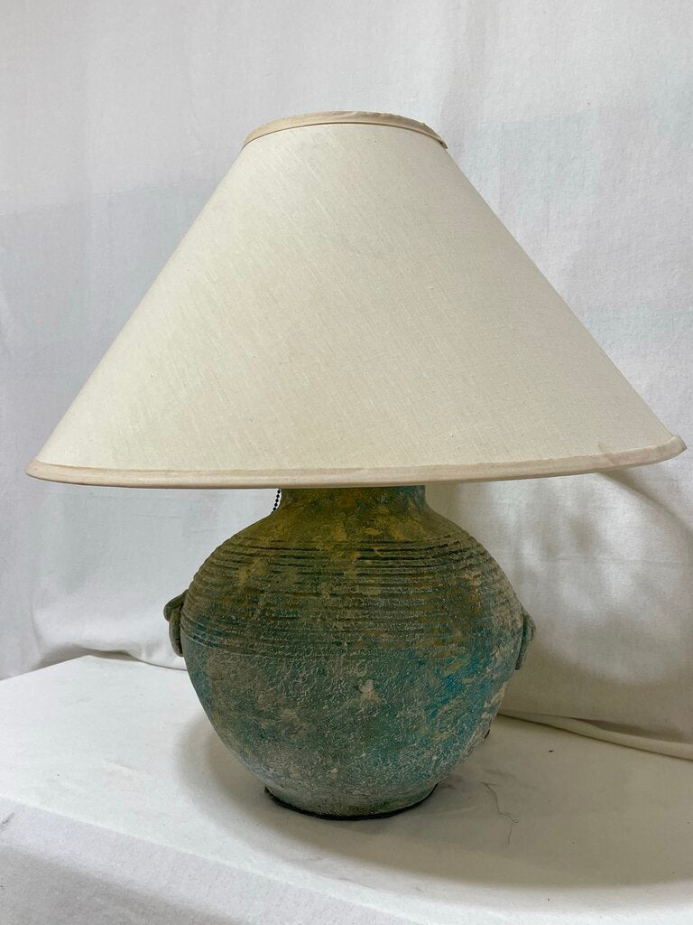 Blue Green Teal Ceramic Jar Style Table Lamp
