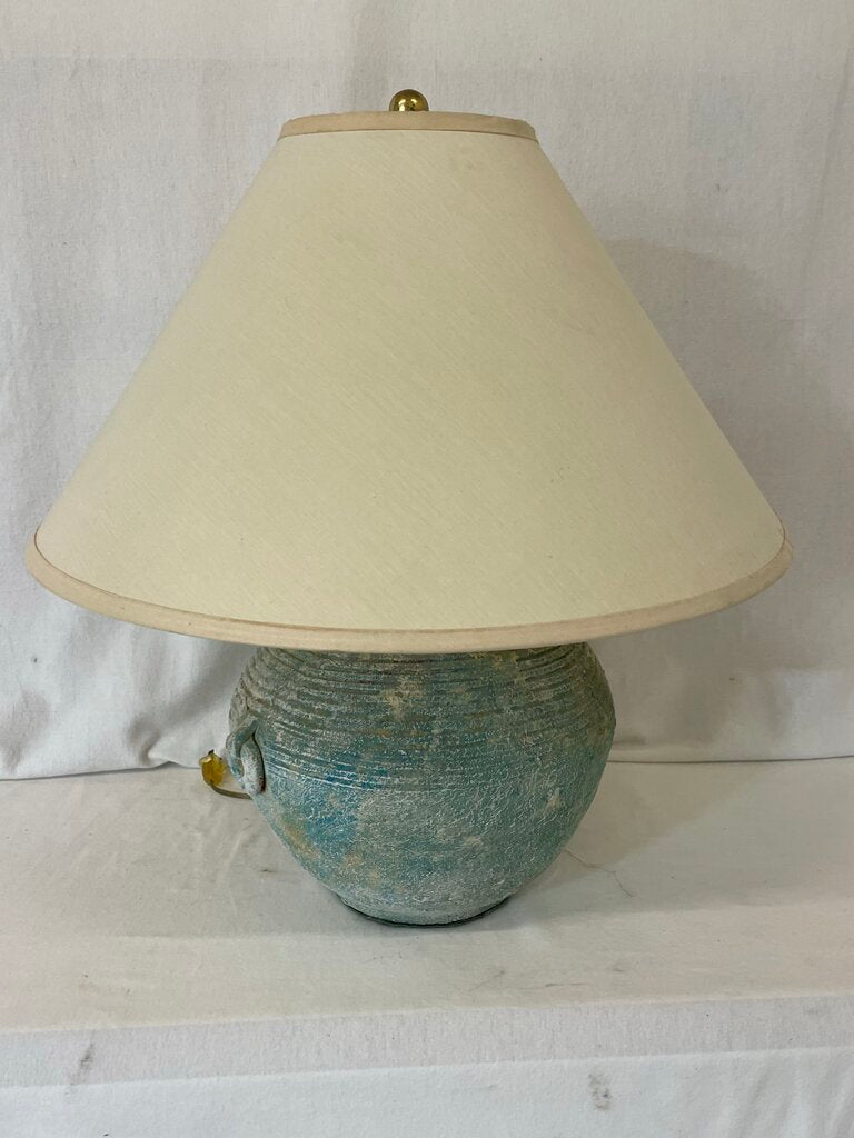Blue Green Teal Ceramic Jar Style Table Lamp