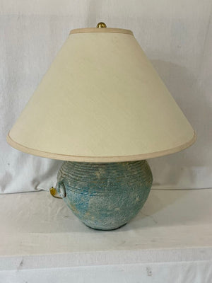 Blue Green Teal Ceramic Jar Style Table Lamp