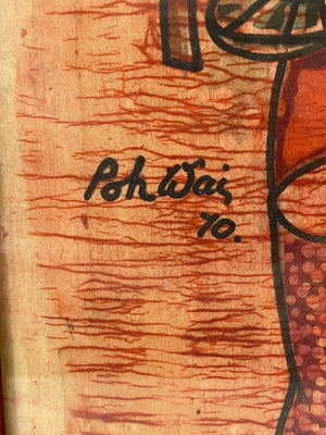 Poh Wai Village Work Batik Painting Mounted on Board Signed 70'