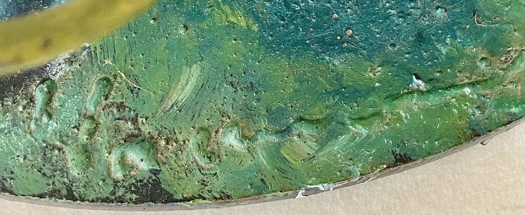 Plasma Cut Metal Sculpture Colorful Fish in Seaweeds Signed Base O.K. (Rough and Heavy)
