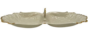 Vintage Lenox Gold Tipped Angel Wings Design 2 Part Condiment Dish