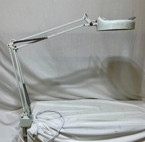 LTS White Fully Articulating Desk Mount Inspection Lamp with Magnifier