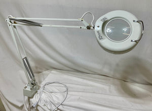 LTS White Fully Articulating Desk Mount Inspection Lamp with Magnifier
