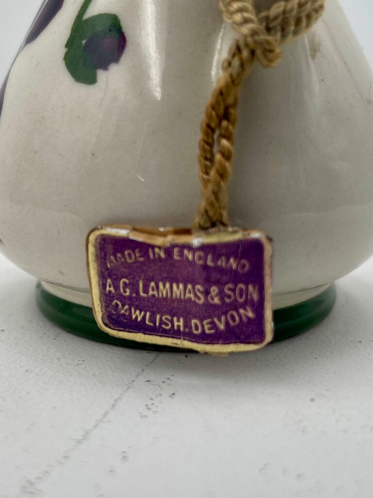 Vintage A.G. Lammas & Sons England Dawlish Devon Violets Hand Painted Seal Mini Perfume Bottle Unopened