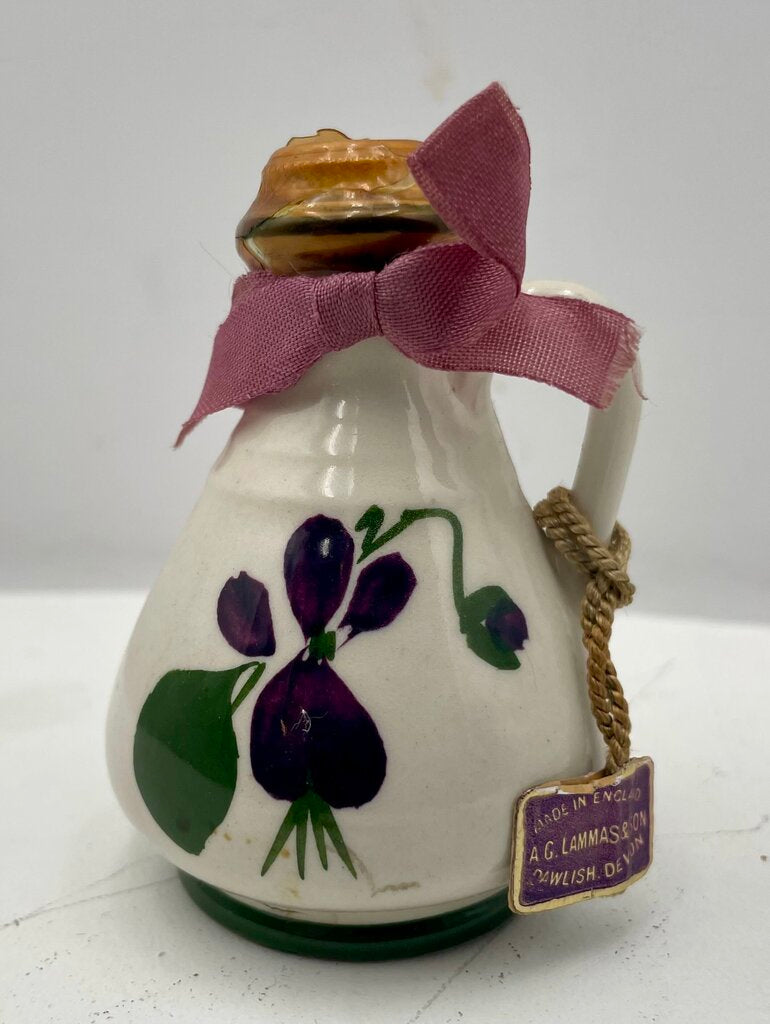 Vintage A.G. Lammas & Sons England Dawlish Devon Violets Hand Painted Seal Mini Perfume Bottle Unopened