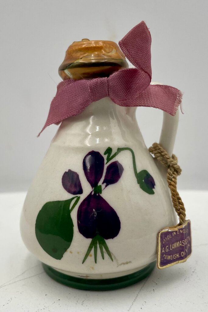 Vintage A.G. Lammas & Sons England Dawlish Devon Violets Hand Painted Seal Mini Perfume Bottle Unopened