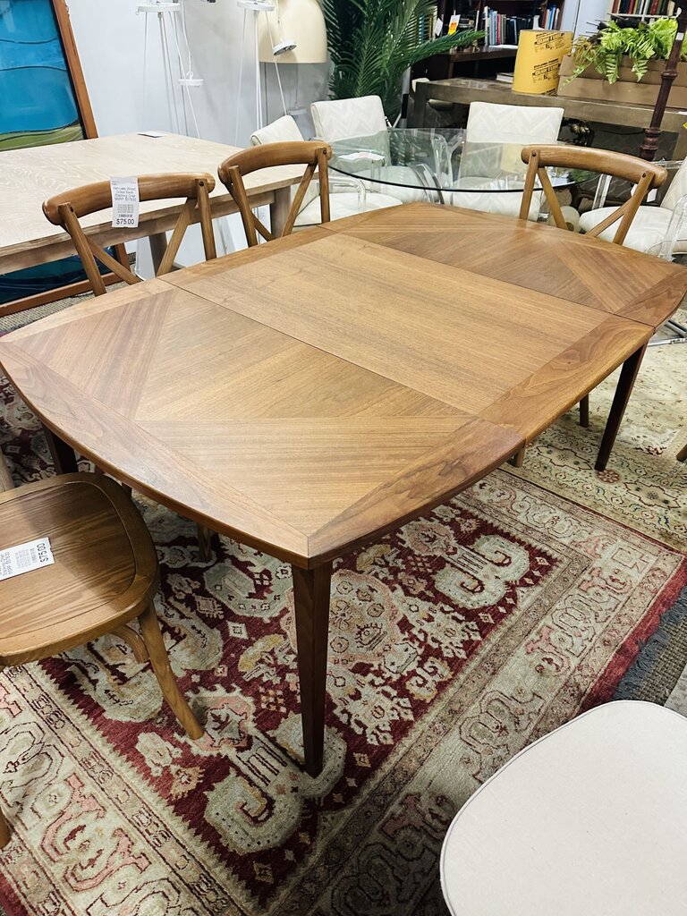 Mid Century Walnut Dining Table With Center Leaf 66x43x27