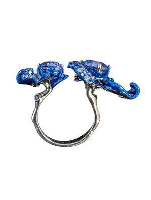 Ring 18k White Gold Sapphires & Diamonds