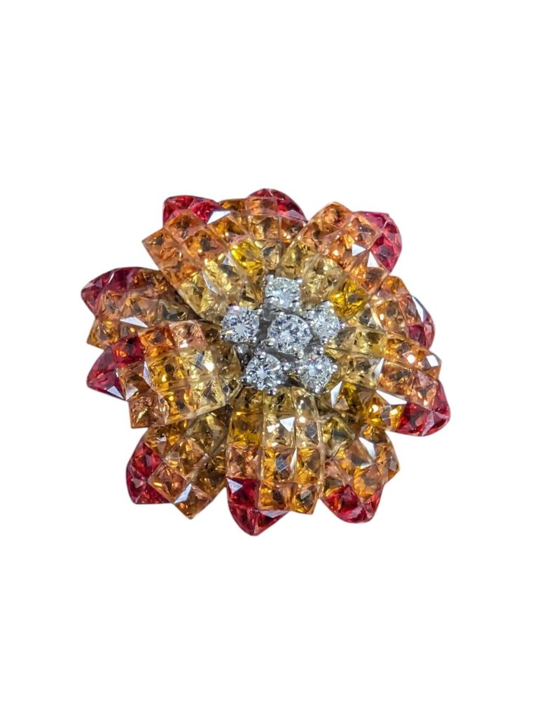 Sapphire & Diamonds 18k White Gold (Orange hues)