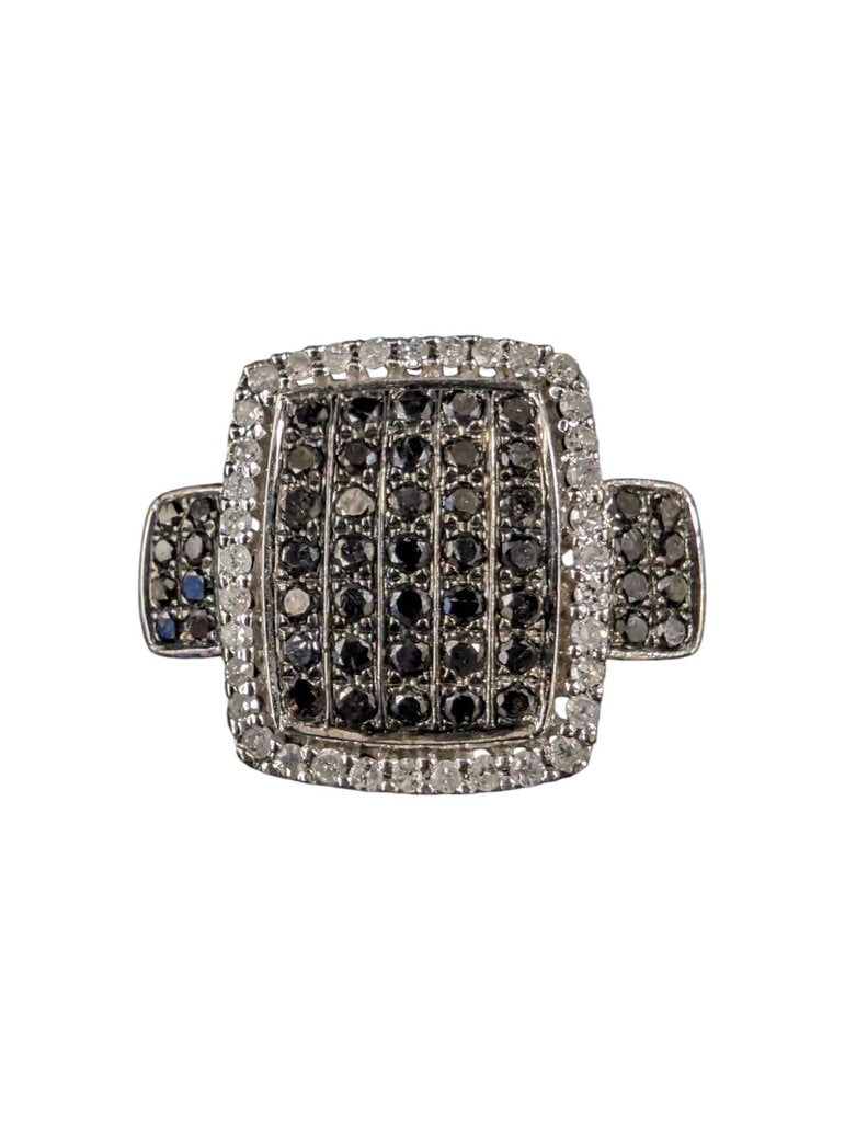 Multi-stone Diamond Ring 14k White Gold ( Black & White Stones)