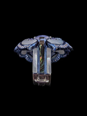 Star Sapphire & Diamond Ring 2-Ring Set 18k White Gold
