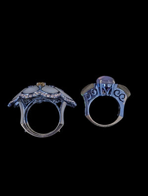 Star Sapphire & Diamond Ring 2-Ring Set 18k White Gold