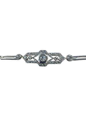 Diamond Bracelet Yellow Gold & Platinum 6" by Miss Daisy's Consignment & Auction House