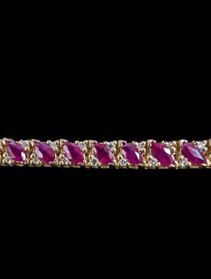 Ruby & Diamond Bracelet 14k Yellow Gold 7"
