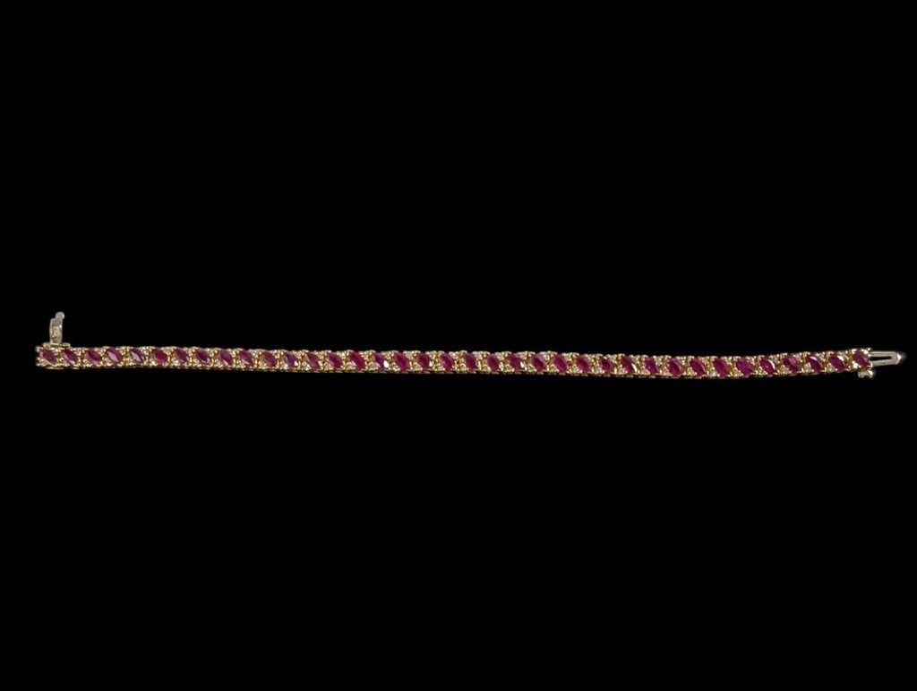 Ruby & Diamond Bracelet 14k Yellow Gold 7"