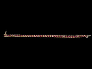 Ruby & Diamond Bracelet 14k Yellow Gold 7"