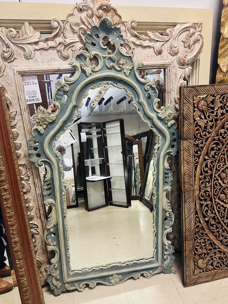 Vintage Italian Ornately Carved Wood Mirror 32x58