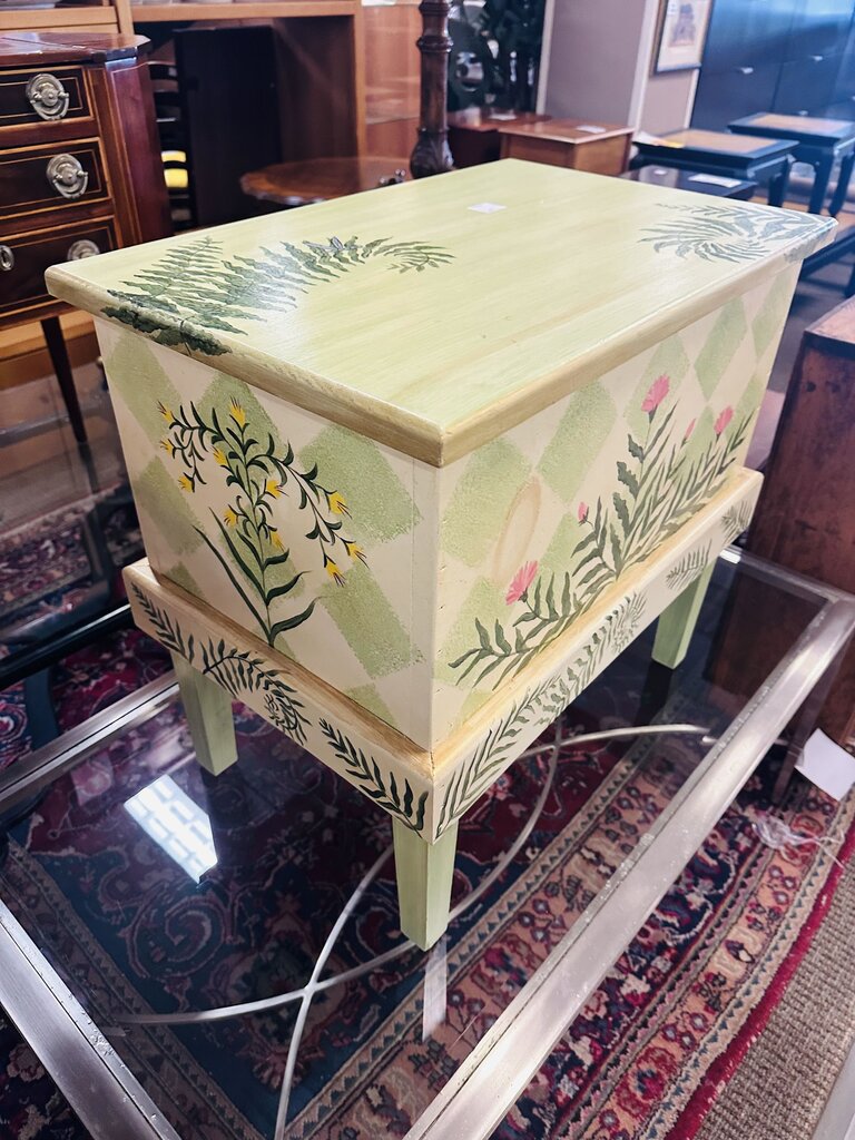 Antique Wood Hand Painted Chest by Sinclair Burke Design 15.5x23.5x23