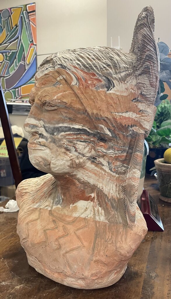Mutilcolor Swirl Plaster Cast Native American Bust Sculpture