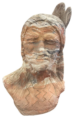Mutilcolor Swirl Plaster Cast Native American Bust Sculpture by Miss Daisy's Consignment & Auction House