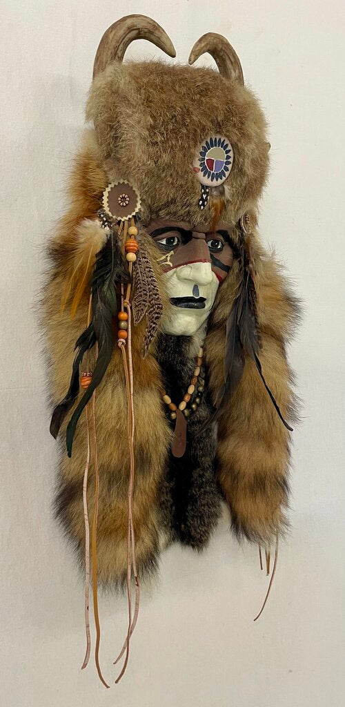 Native American Plaster Cast Hand Painted Spirit Mask