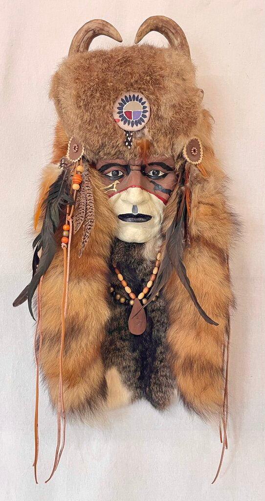 Native American Plaster Cast Hand Painted Spirit Mask